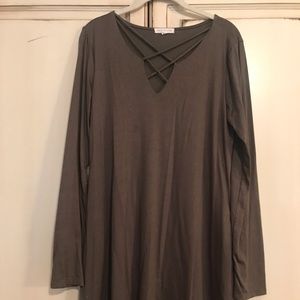 Long sleeve green/grey dress